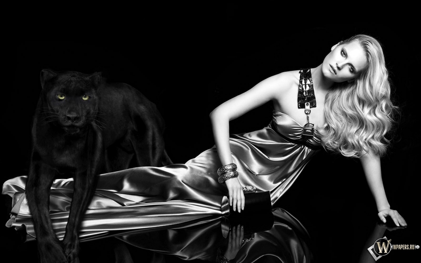 Девушка и пантера 1440x900