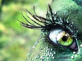 Обои Прекрасный глаз: Девушка, Глаз, Зелёный, стразы, Глаза