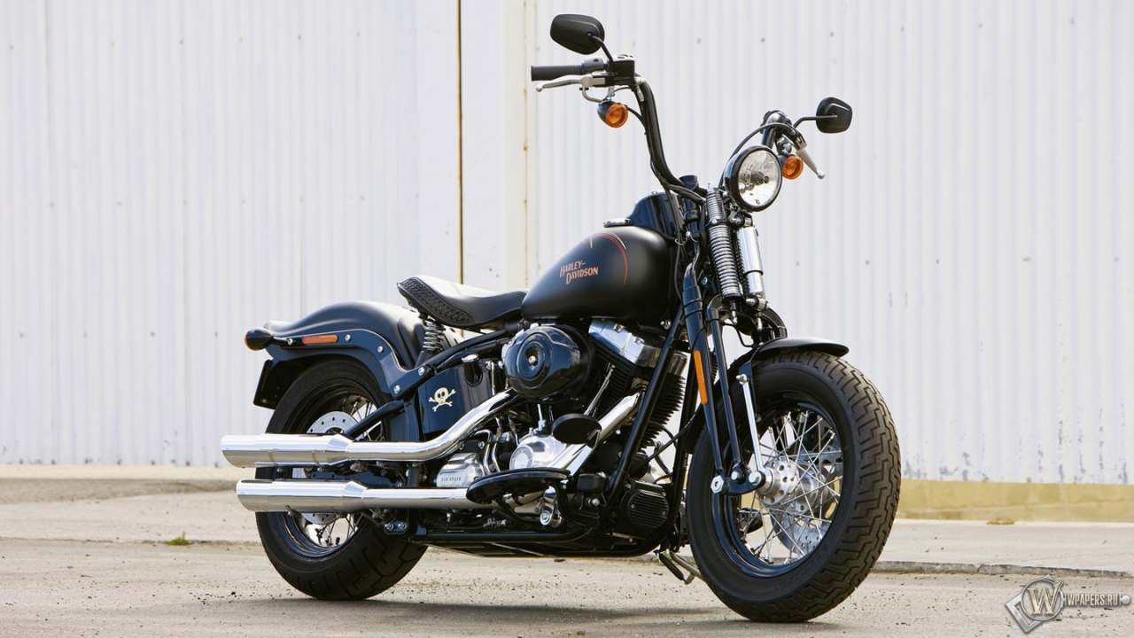 Чёрный Harley-Davidson Cross-Bones 1280x720