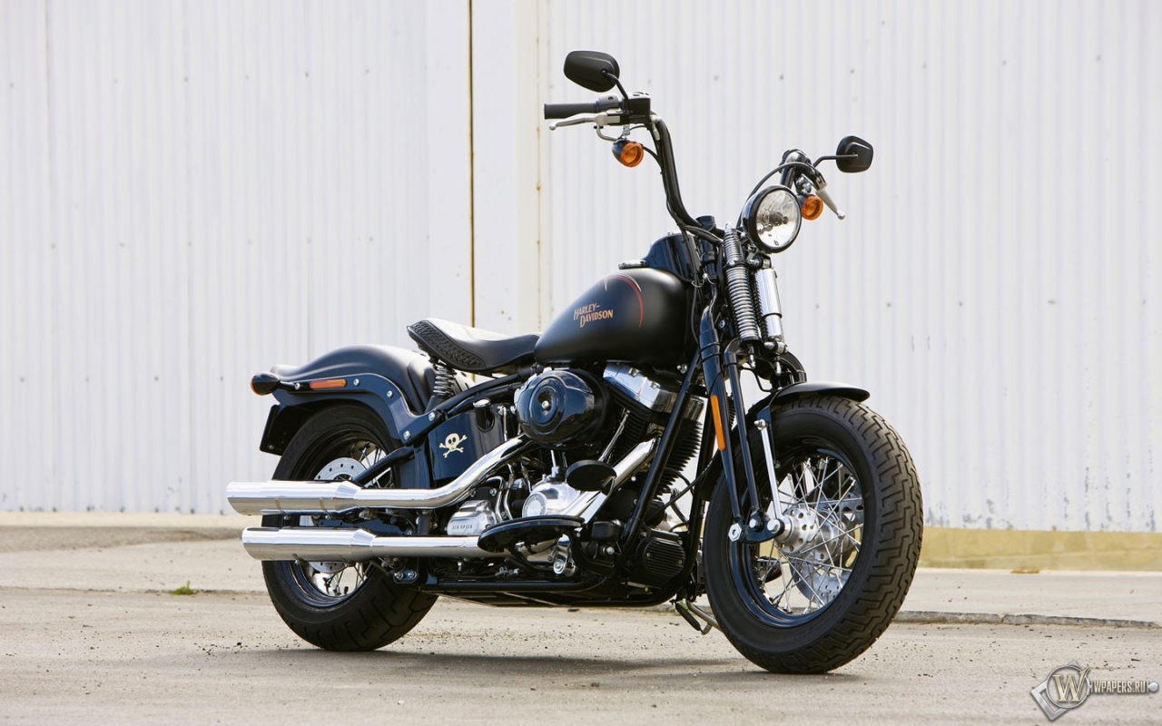 Чёрный Harley-Davidson Cross-Bones 1280x800