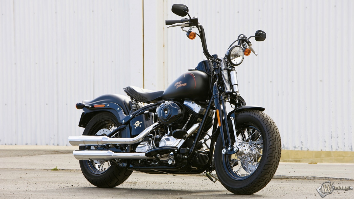 Чёрный Harley-Davidson Cross-Bones 1366x768