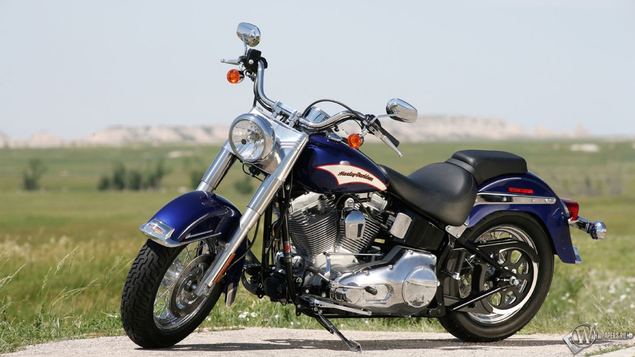 Тёмно-синий Harley-Davidson 1280x720