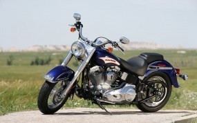 Обои Тёмно-синий Harley-Davidson: Мотоцикл, Harley-Davidson, Летнее поле, Мотоциклы