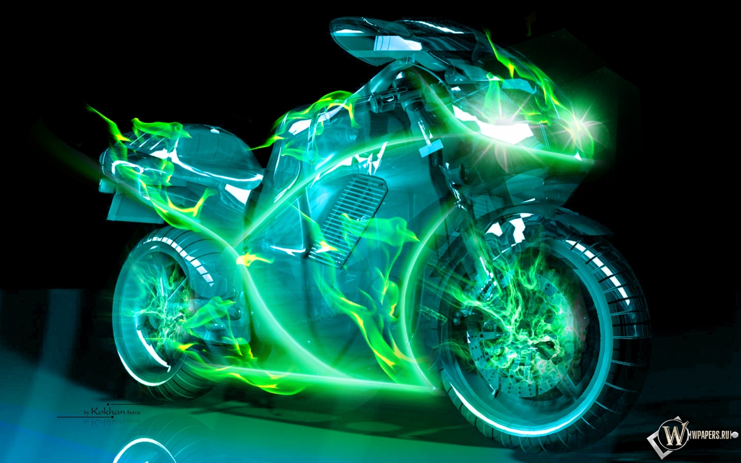 Неоновый Мотоцикл 1440x900
