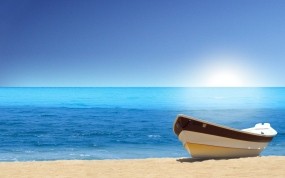 Обои Лодка на лазурном берегу: Пляж, Вода, Песок, Лодка, Природа