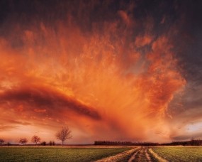 Обои Фото Zsolt Zsigmond: Облака, Дорога, Поле, Небо, Красный, Природа