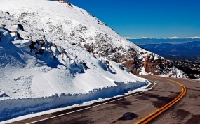 Обои Горная дорога: Зима, Горы, Дорога, Природа