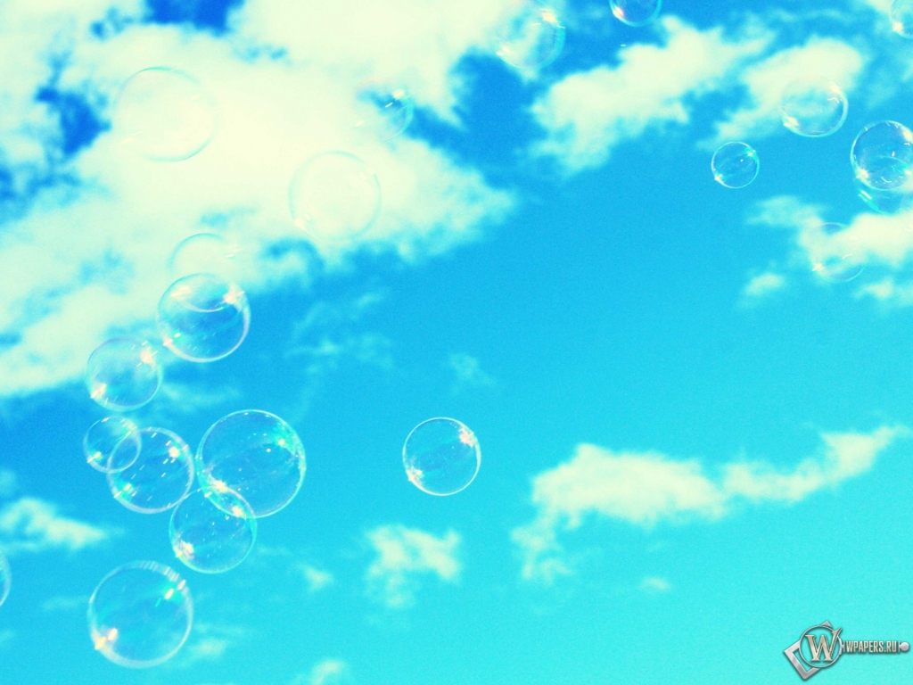 Мыльные пузыри в небе 1024x768
