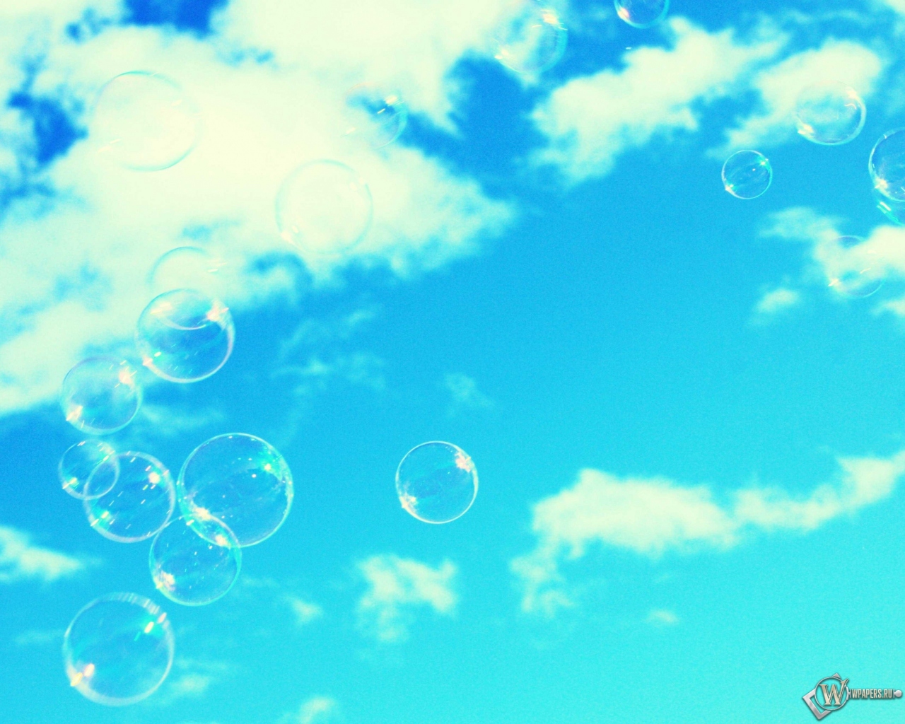Мыльные пузыри в небе 1280x1024