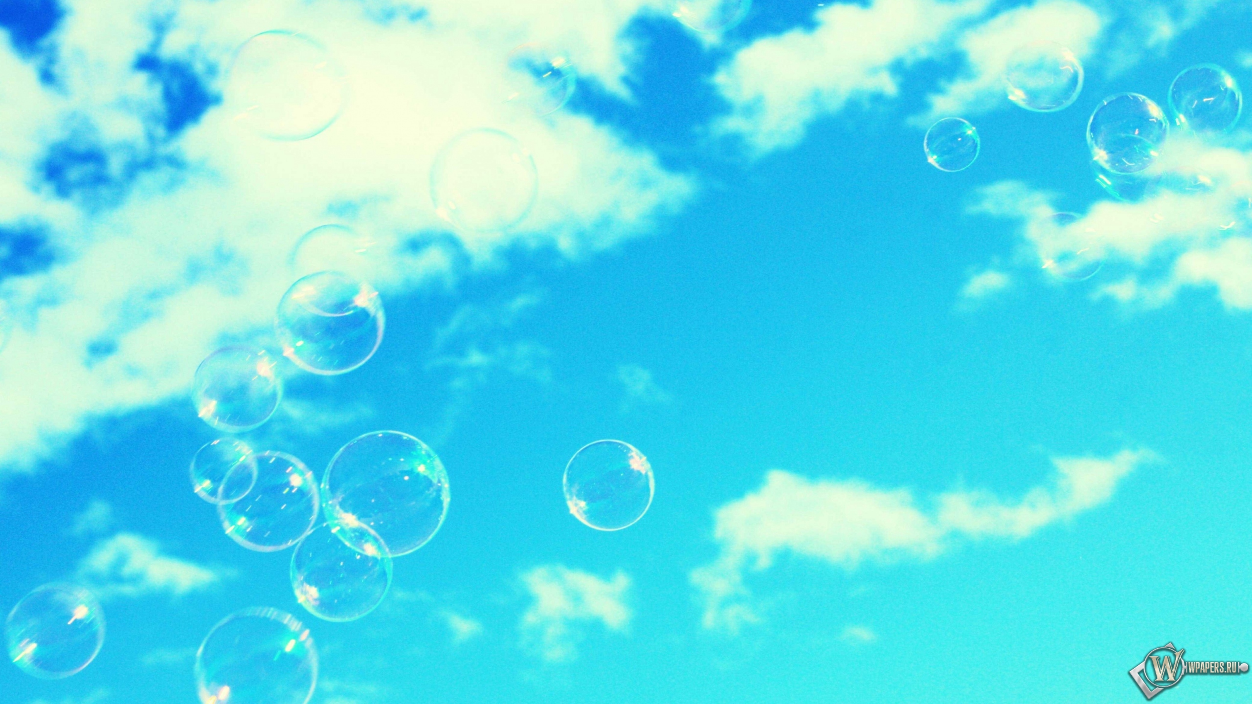 Мыльные пузыри в небе 2560x1440