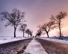Обои Зимняя дорога: Зима, Снег, Дорога, Деревья, Зима
