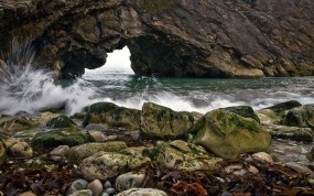 Обои Скалистый берег: Океан, Камни, Скала, Природа