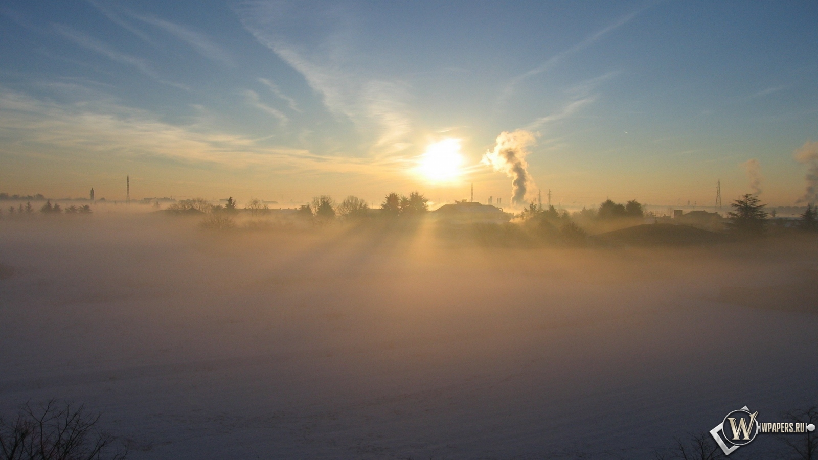 Утренний туман 1600x900