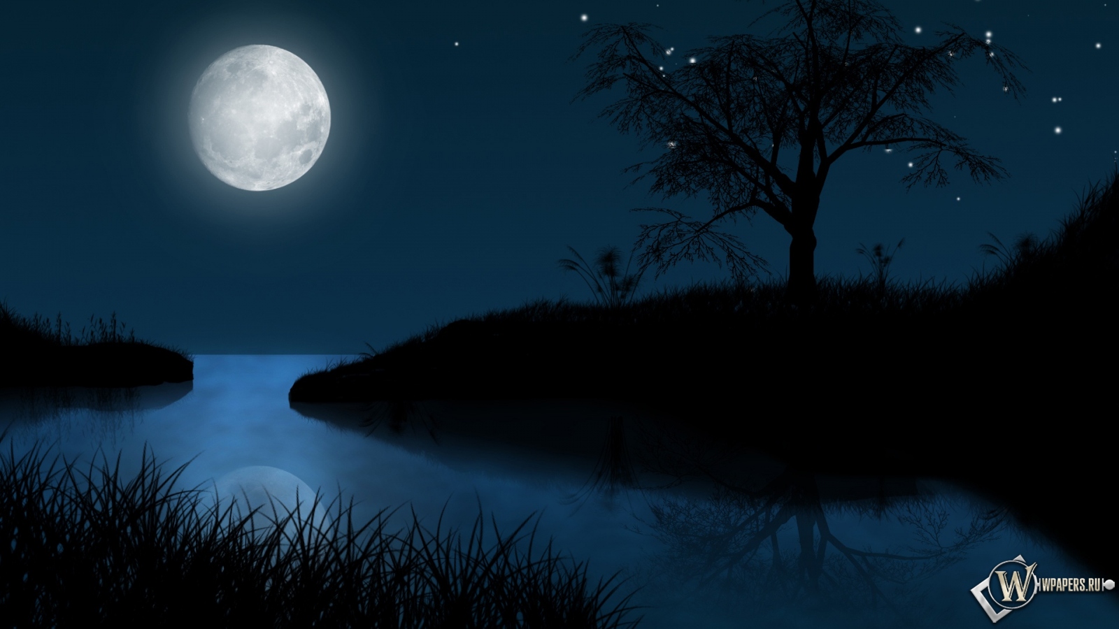 Лунная ночь 1600x900
