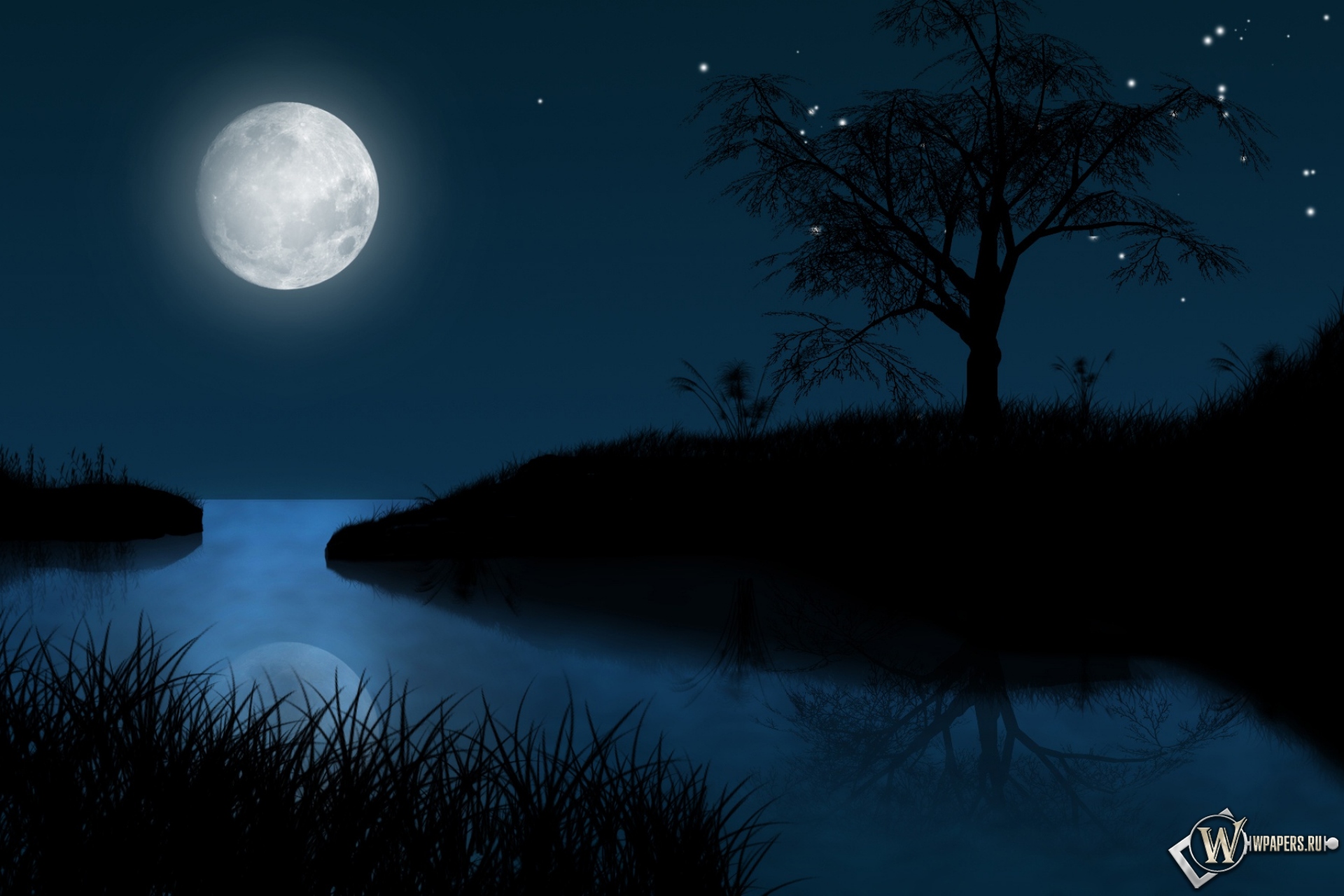 Лунная ночь 1920x1280
