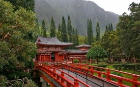 Обои Акаси-Кайкё висячий мост в Японии: Деревья, Мост, Япония, Природа