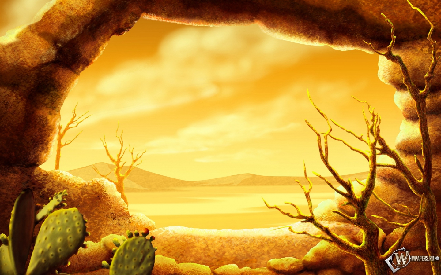 Кактусы в пустыне 1440x900