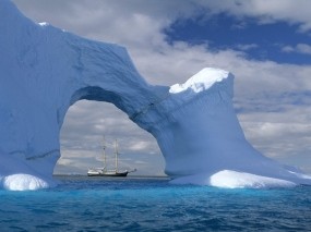 Обои Южный полюс: Волны, Лёд, Парусник, Айсберг, Горы