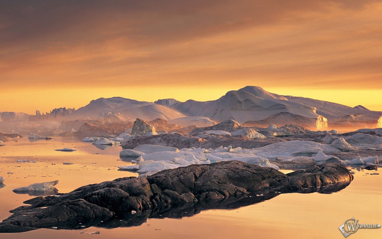 Пролив Диско Гренландия 1280x800
