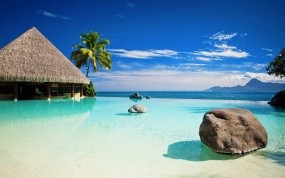 Обои Французская Полинезия: Пляж, Море, Солнце, Небо, Природа