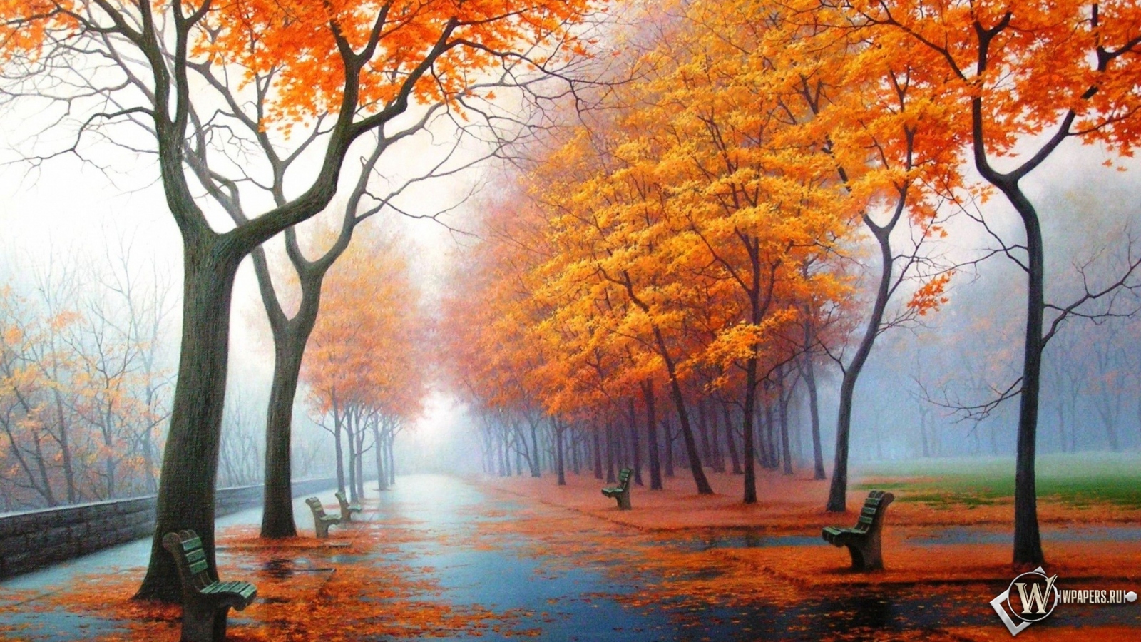 Осенний парк 1600x900
