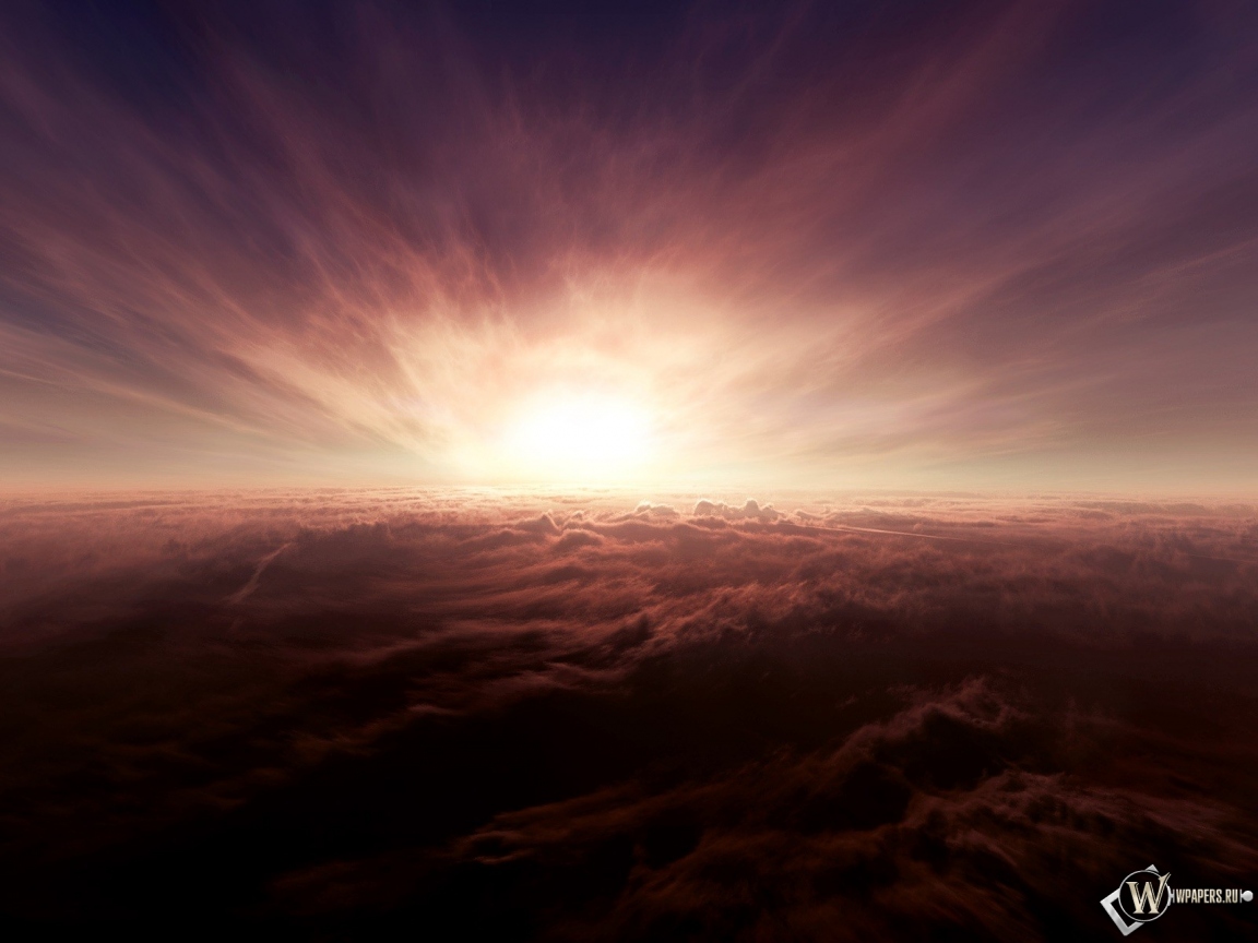 Закат солнца над облаками 1152x864