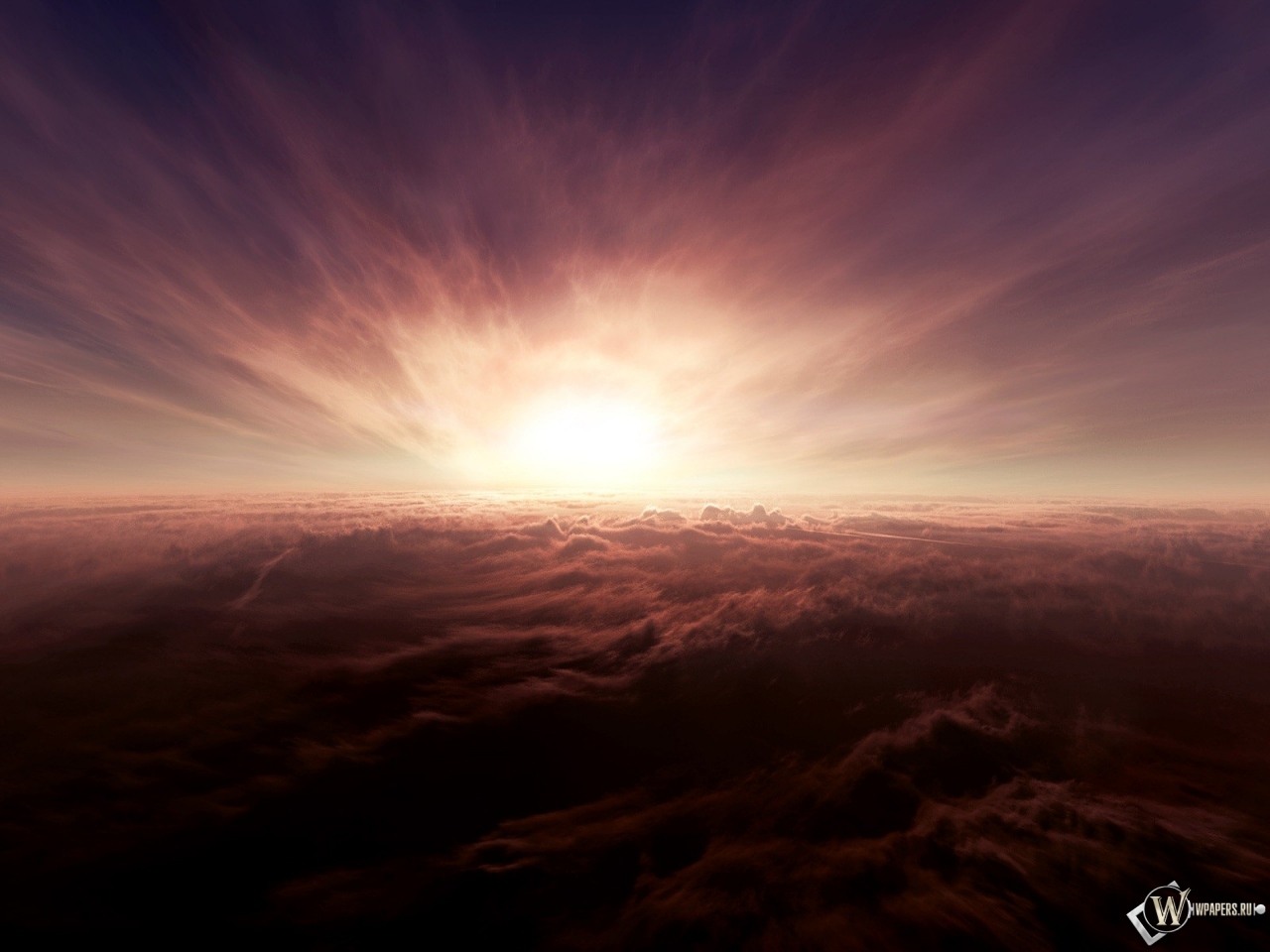 Закат солнца над облаками 1280x960