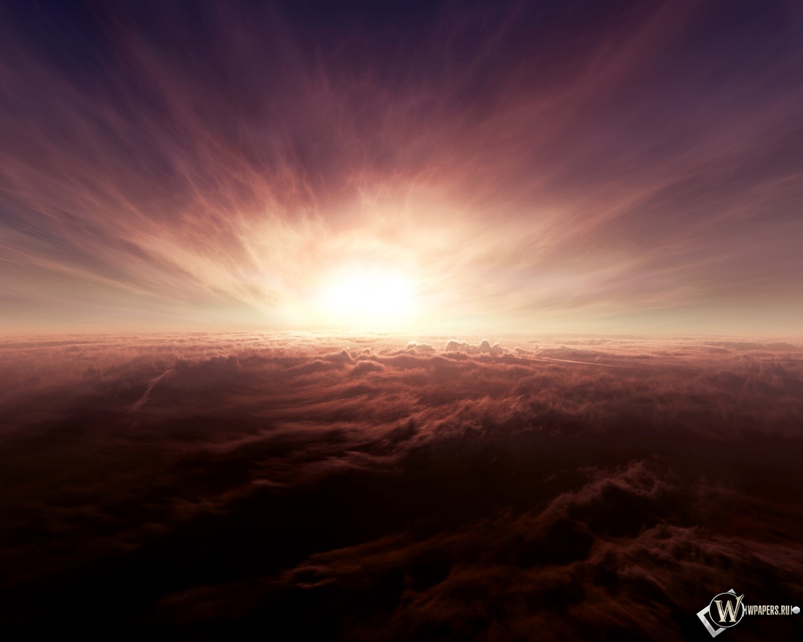 Закат солнца над облаками 1600x1280