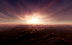 Обои Закат солнца над облаками: Облака, Закат, Sky, Clouds, Прочие пейзажи