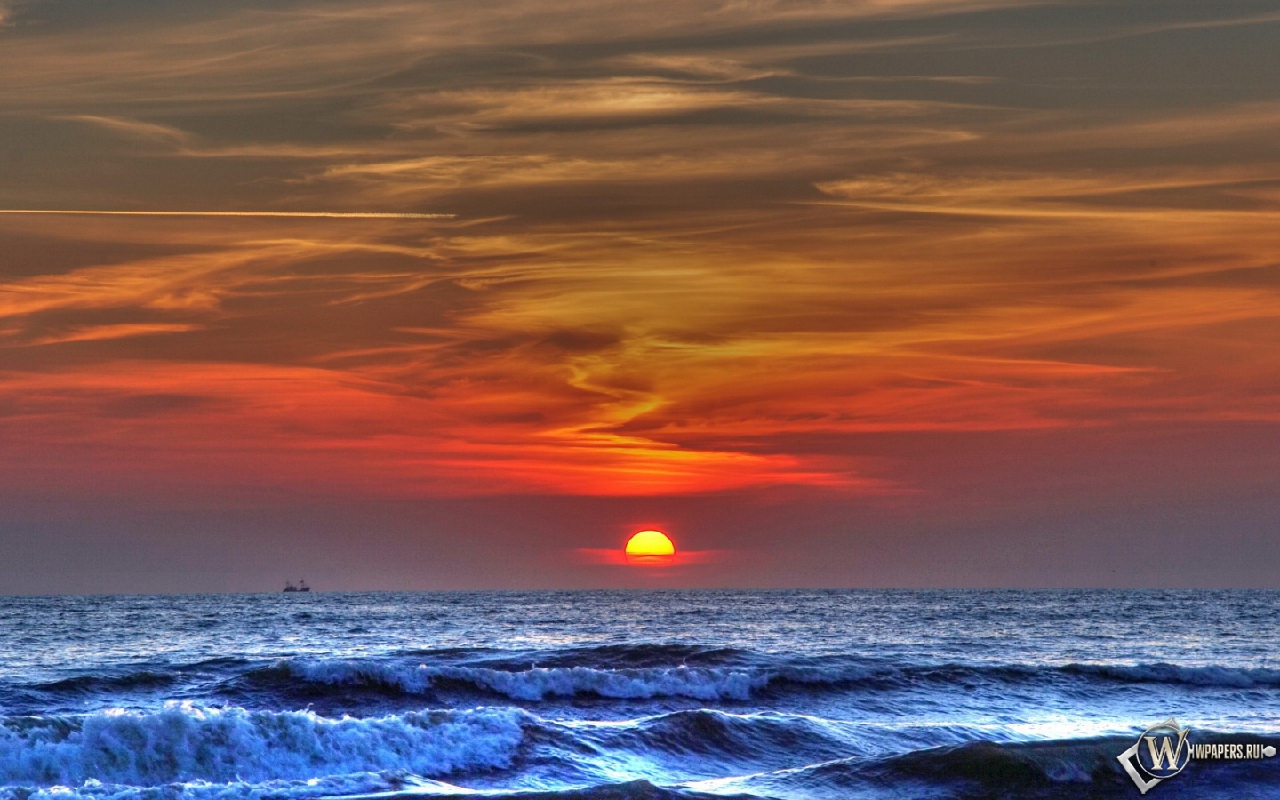 Море на закате 1440x900