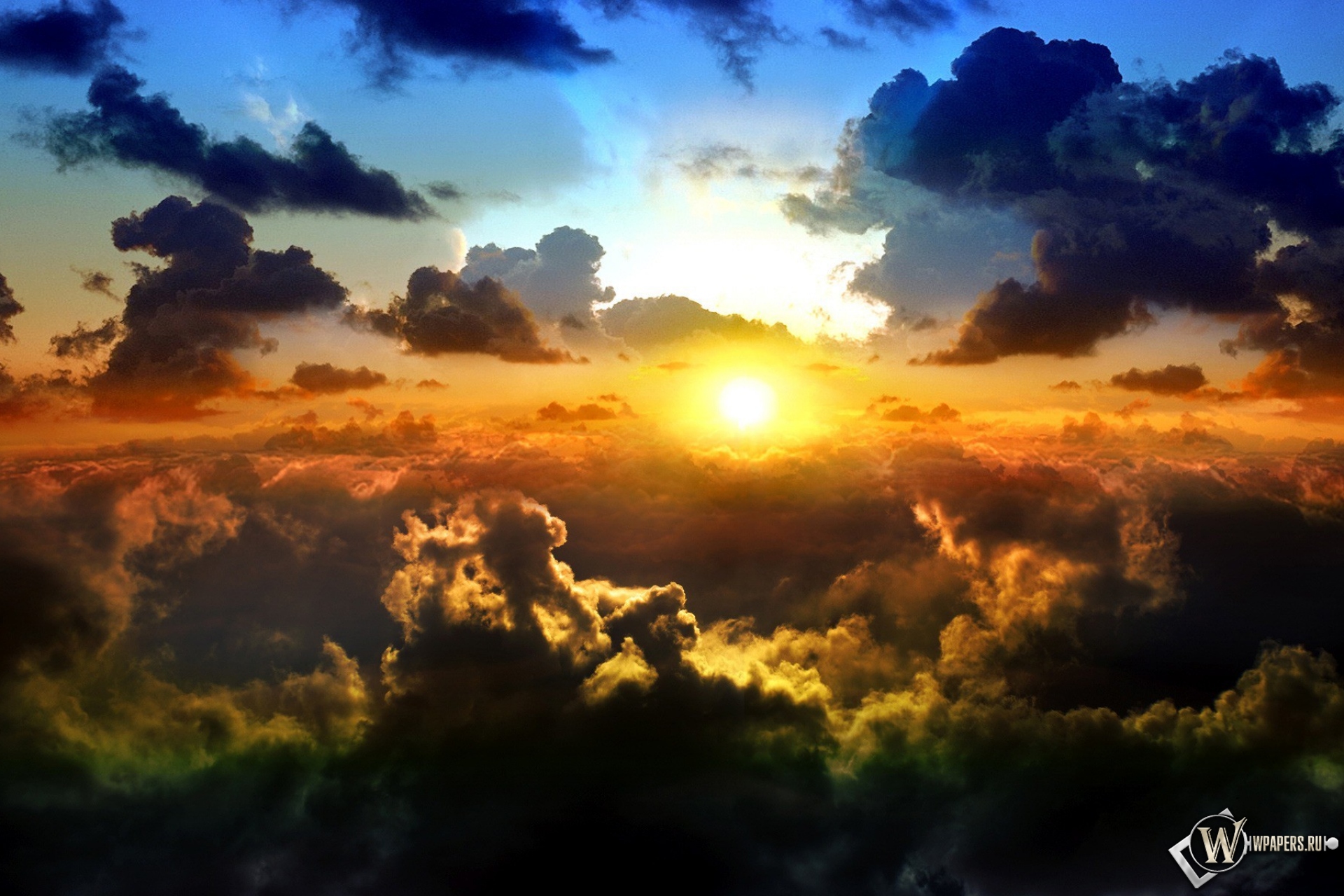 Солнце над облаками 1920x1280