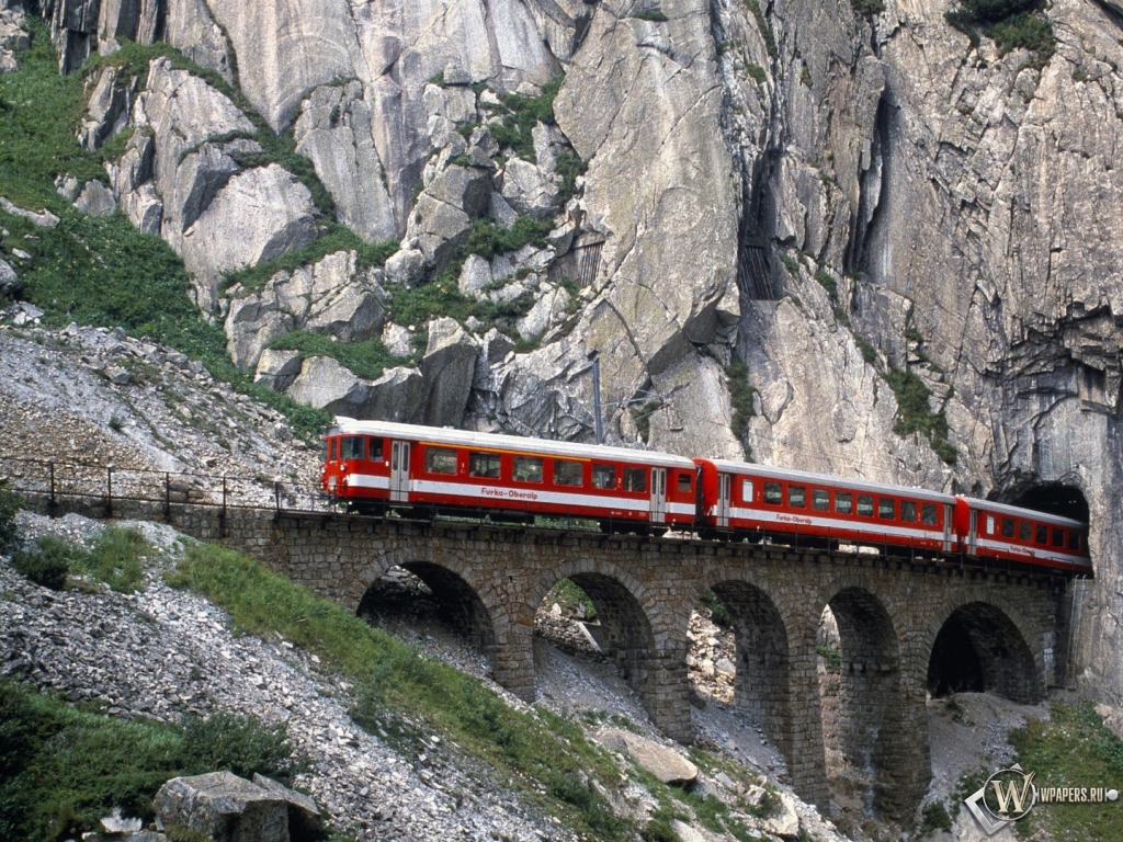Железная дорога в Швейцарии 1024x768