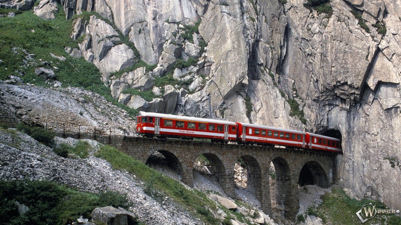 Железная дорога в Швейцарии 1280x720