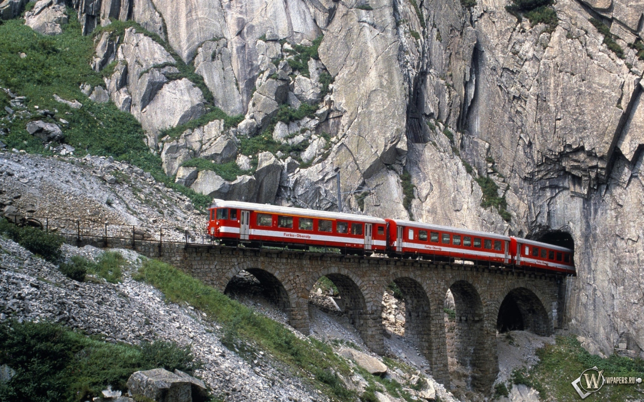 Железная дорога в Швейцарии 1280x800