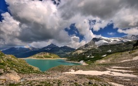 Обои Озеро в горах: Облака, Горы, Озеро, Прочие пейзажи