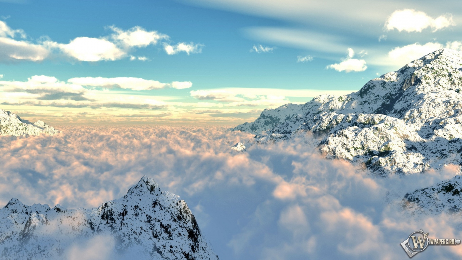 Снежные горы 1600x900