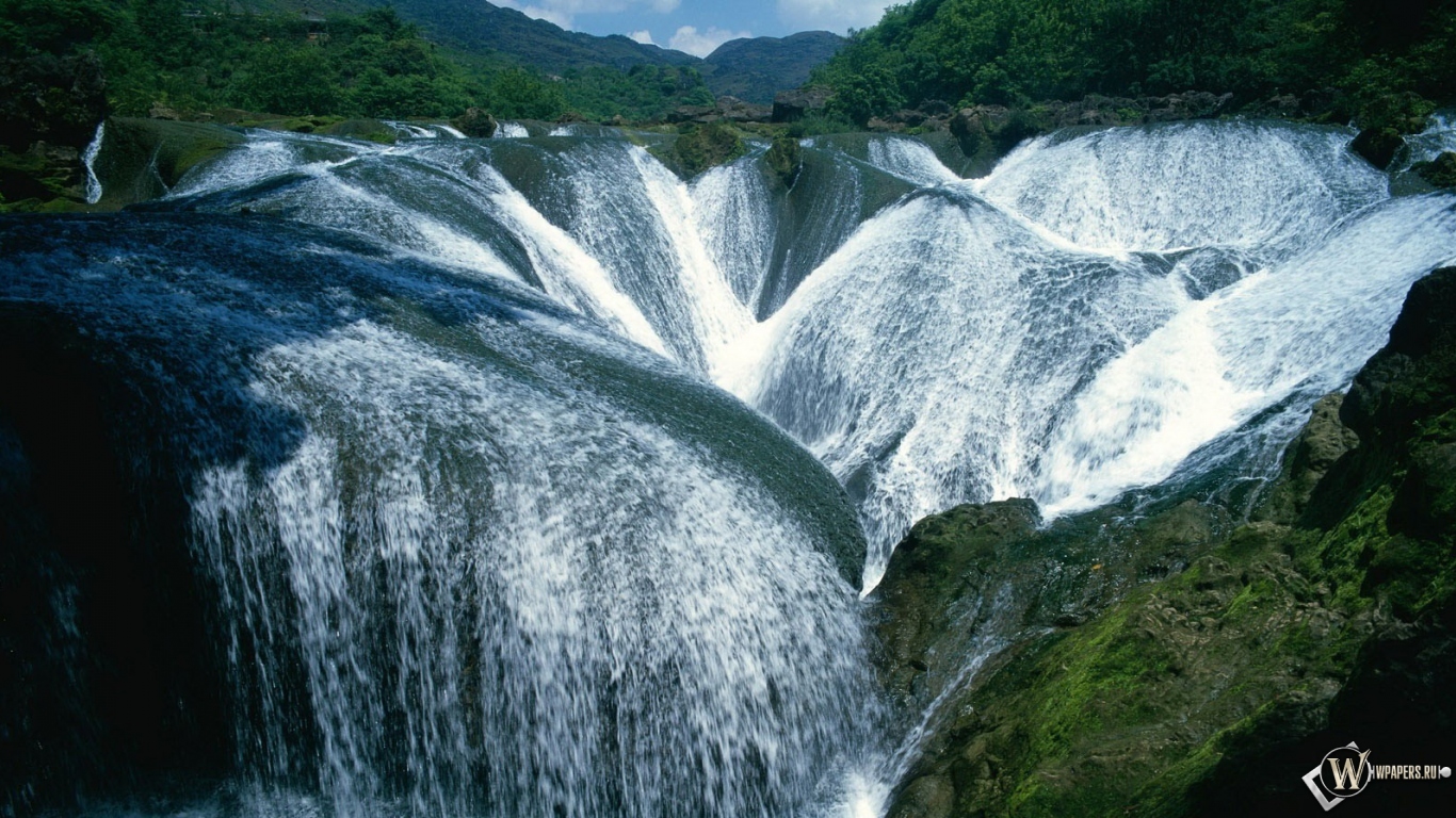 Водопад Жемчужина - долина Цзючжайгоу 1366x768