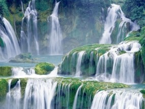 Обои Живописный водопад: Водопад, Пейзаж, Водопады