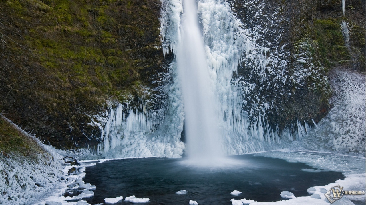 Зимний водопад 1280x720