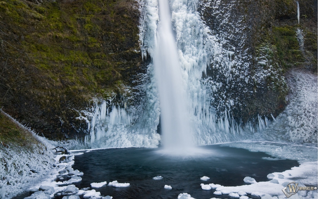 Зимний водопад 1280x800