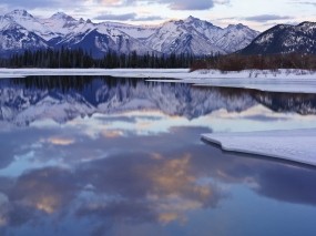 Обои Живописное зимнее озеро: Зима, Горы, Снег, Озеро, Зима