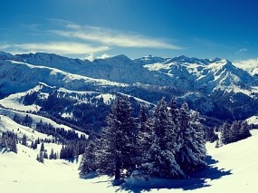 Обои Заснеженные вершины: Зима, Горы, Зима