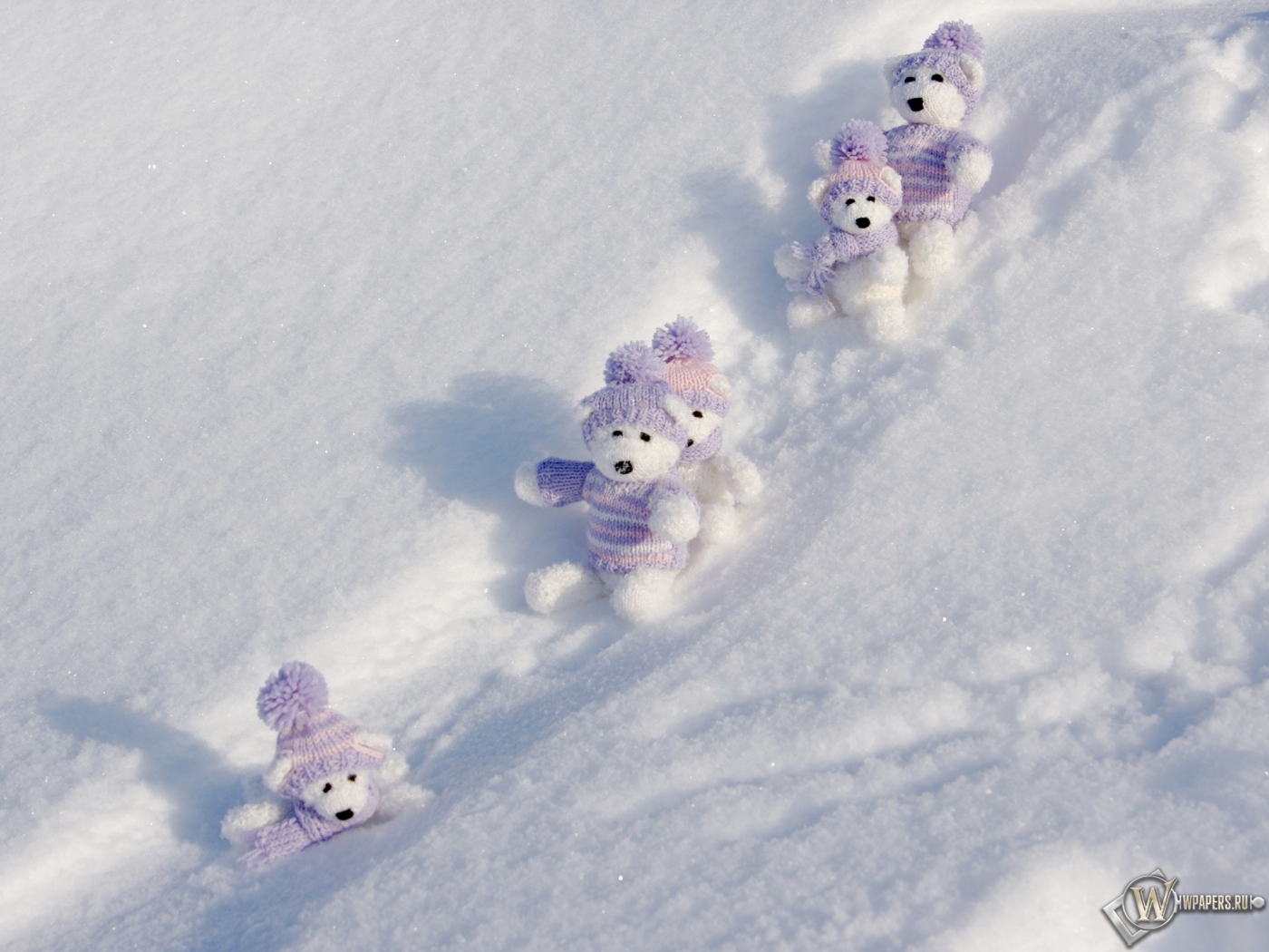 Мишки на снегу 1400x1050