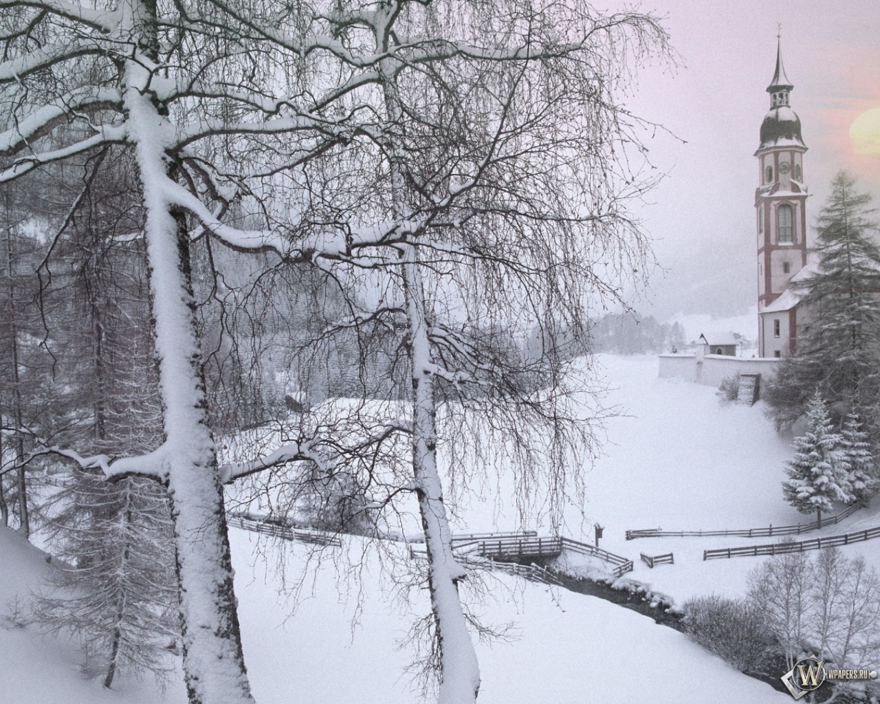 Зима в Тироле Австрия 1280x1024