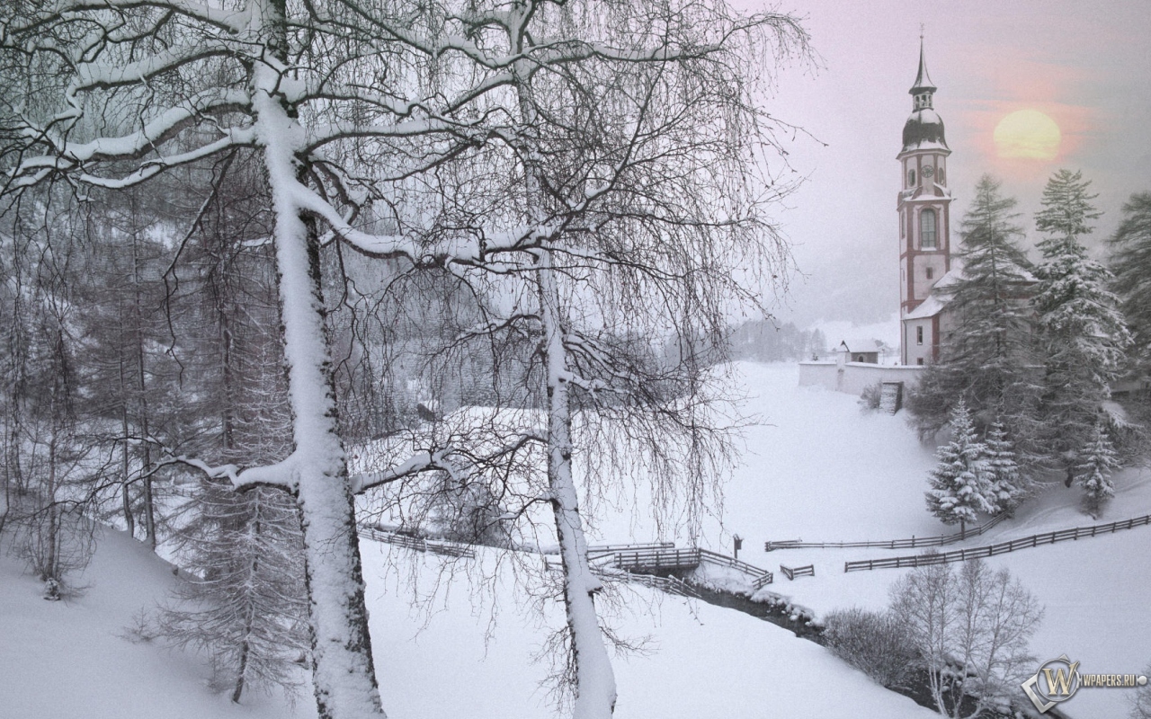 Зима в Тироле Австрия 1280x800