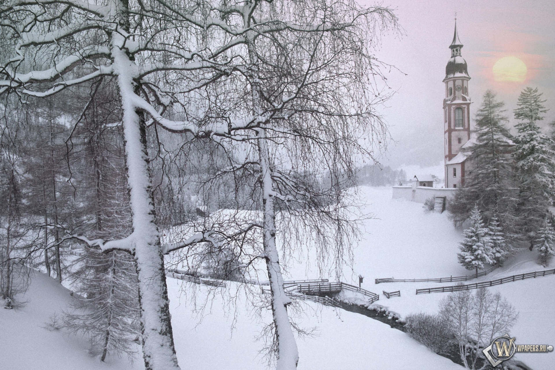 Зима в Тироле Австрия 1920x1280