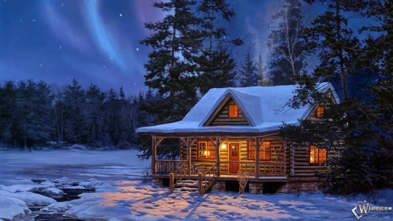 Зимняя ночь 1366x768