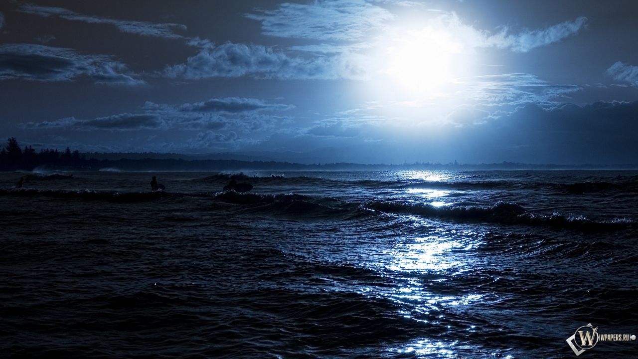 Лунный свет на море 1280x720