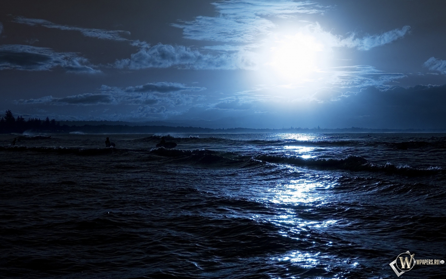 Лунный свет на море 1440x900