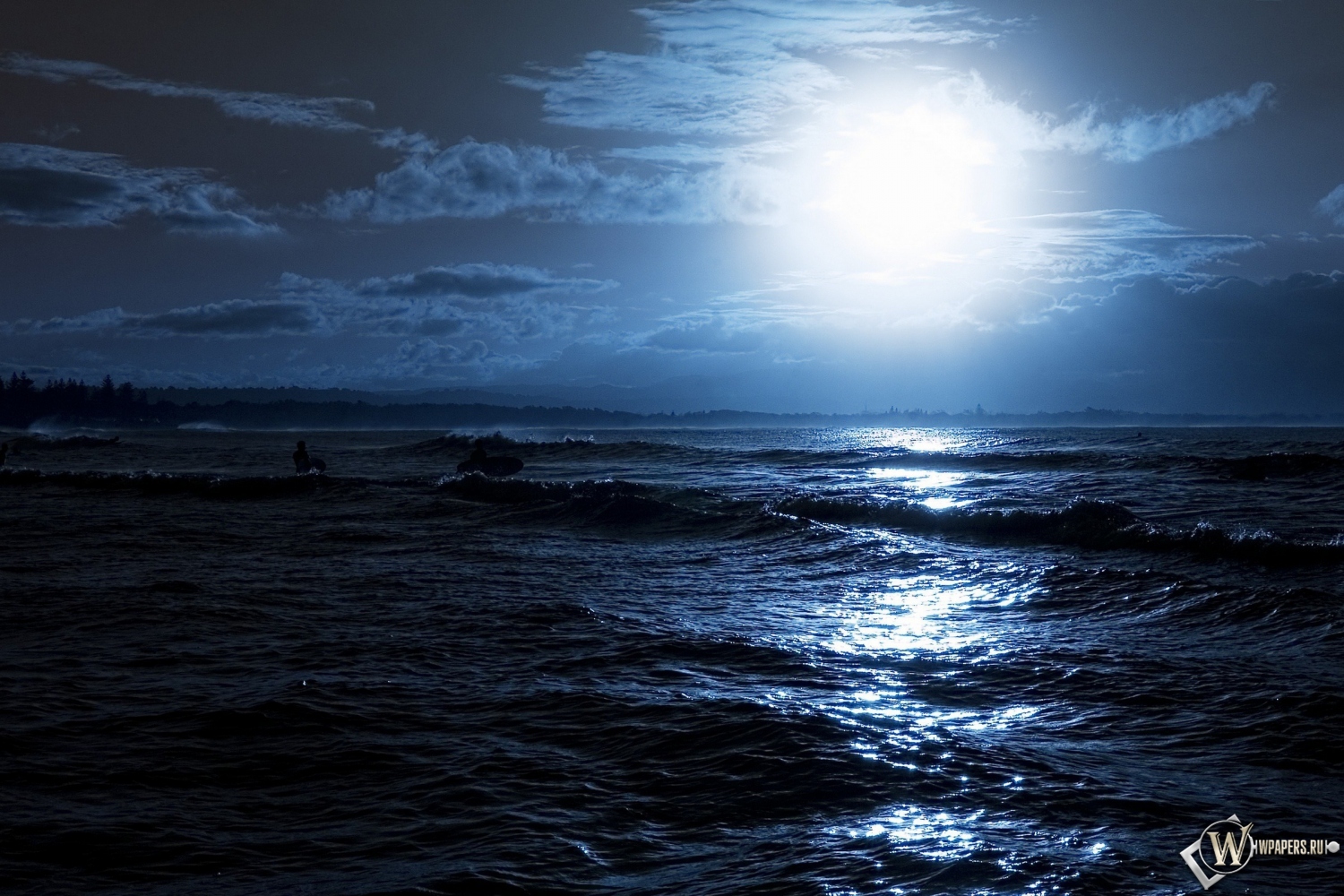 Лунный свет на море 1500x1000